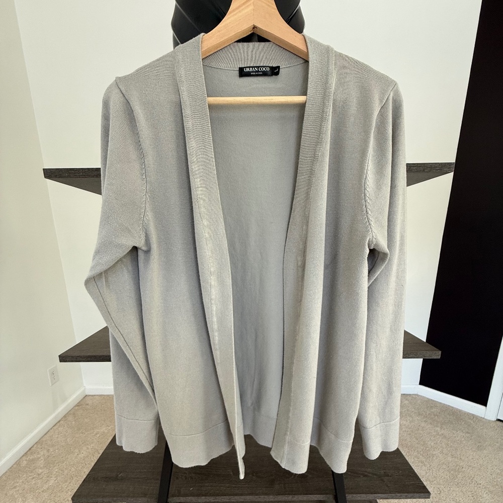 Urban Coco Light Gray Open Front Cardigan Sweater Size L